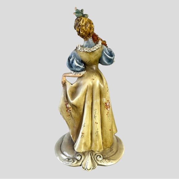 Vintage Italy Borsato Lace Porcelain Rococo Lady w/ Fan Figurine - Picture 7 of 15